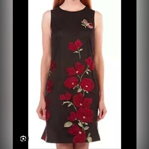 Karl Lagerfeld Black Floral cocktail Dress LBD, event, Date night dress. Party